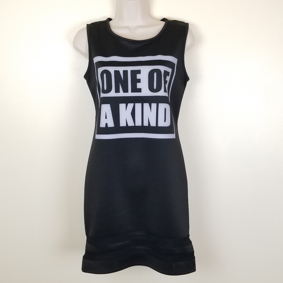 Dresses & Skirts - NWOT: Black Graphic Dress "One Of A Kind" Size L